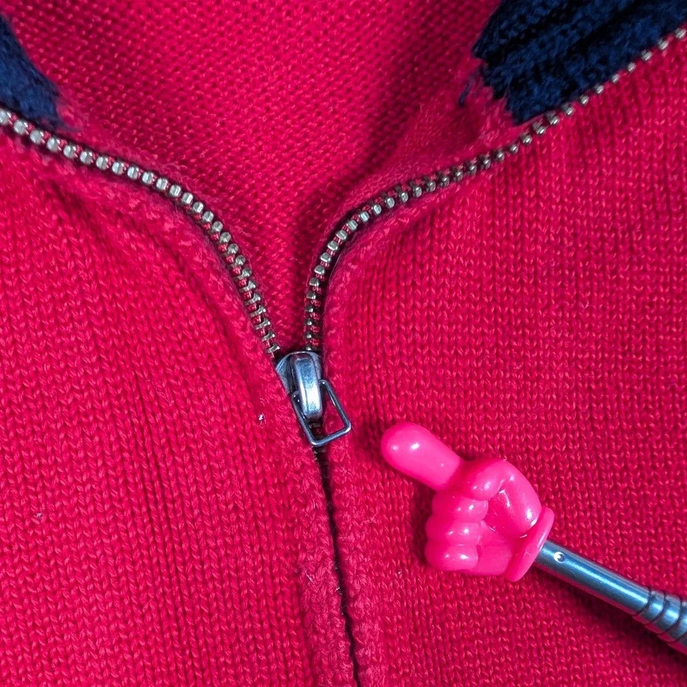 Polo Ralph Lauren Sweater Mens XL Red‎ 1/4 Zip Mock Neck Cotton Pullover Pony